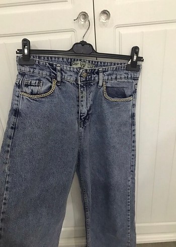 Gri Mavi Kadın Denim Midi Pantolon - Görsel 2