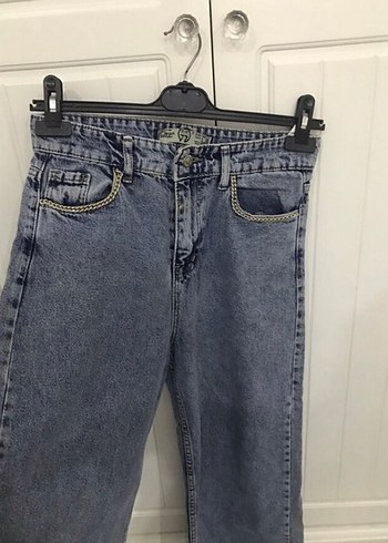 Gri Mavi Kadın Denim Midi Pantolon - Görsel 4