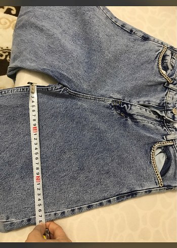 Gri Mavi Kadın Denim Midi Pantolon - Görsel 8