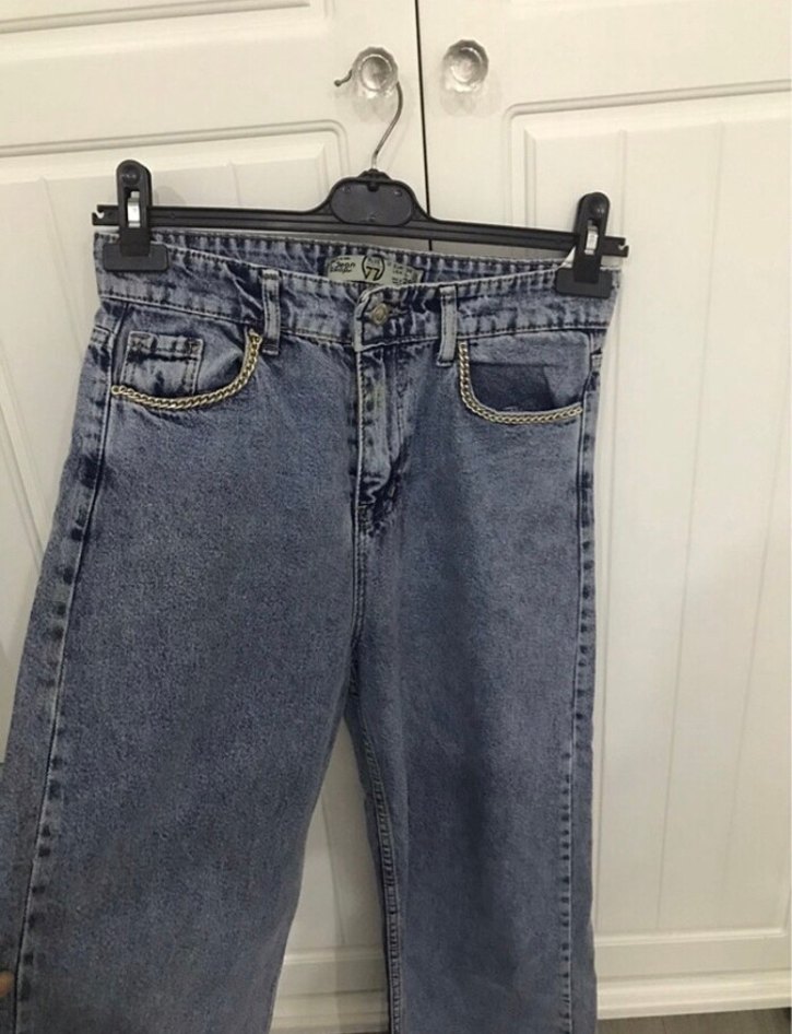 Gri Mavi Kadın Denim Midi Pantolon - Görsel 2