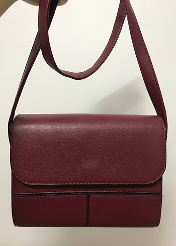 Bordo Deri Kadın Omuz Çantası - Görsel 3