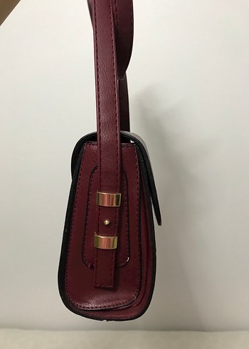 Bordo Deri Kadın Omuz Çantası - Görsel 5