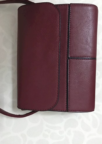 Bordo Deri Kadın Omuz Çantası - Görsel 7