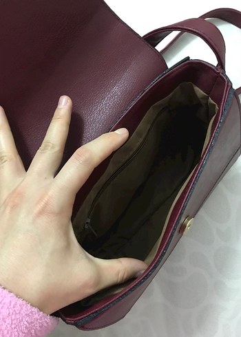 Bordo Deri Kadın Omuz Çantası - Görsel 2