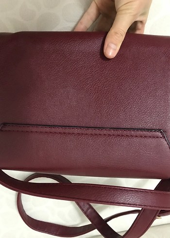 Bordo Deri Kadın Omuz Çantası - Görsel 9