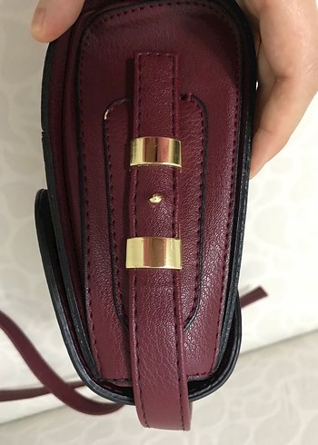 Bordo Deri Kadın Omuz Çantası - Görsel 8
