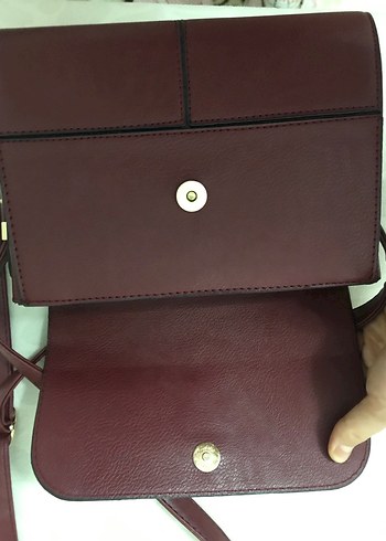 Bordo Deri Kadın Omuz Çantası - Görsel 11