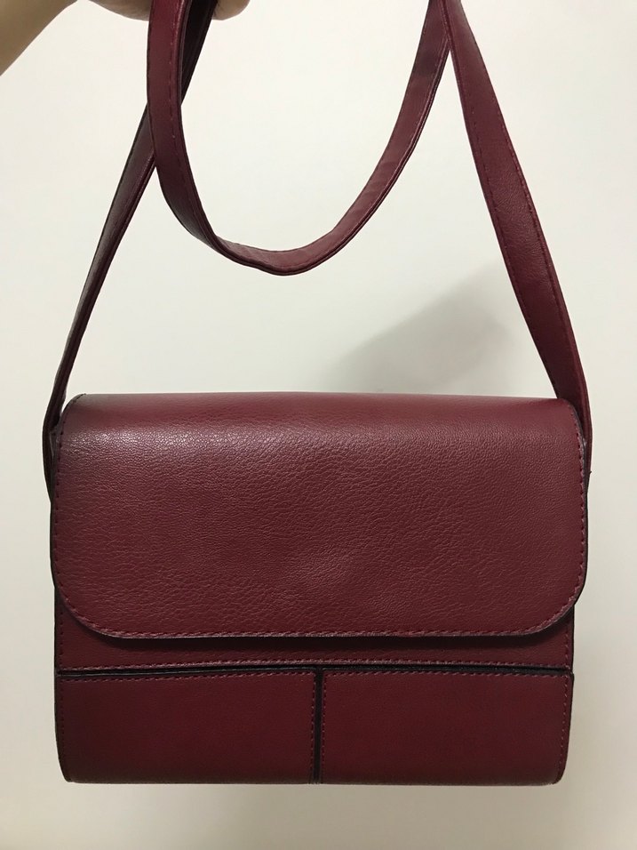 Bordo Deri Kadın Omuz Çantası - Görsel 3