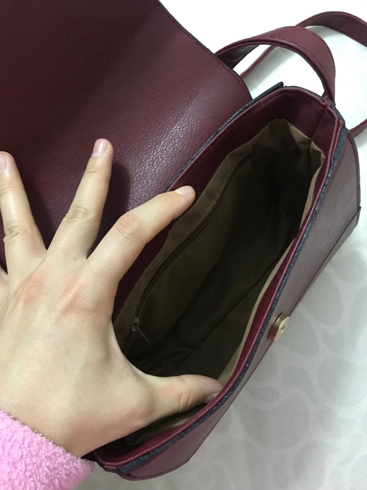 Bordo Deri Kadın Omuz Çantası - Görsel 2