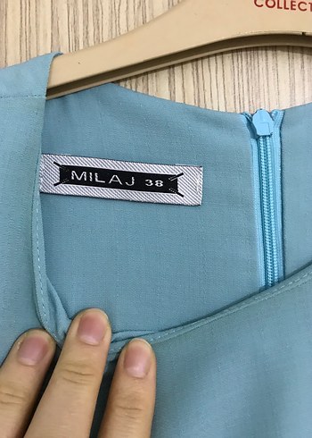 Su yeşili Uzun Kollu Fırfırlı Midi Tunik - Görsel 4