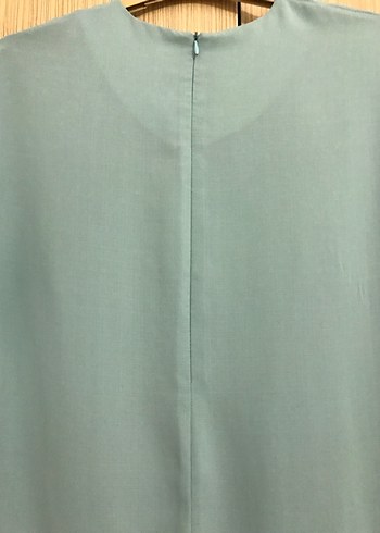 Su yeşili Uzun Kollu Fırfırlı Midi Tunik - Görsel 6