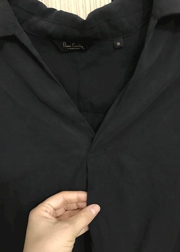 Siyah V Yaka Kadın Gömlek - Görsel 2