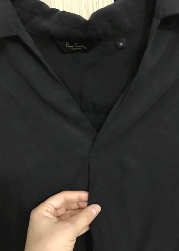 Siyah V Yaka Kadın Gömlek - Görsel 3