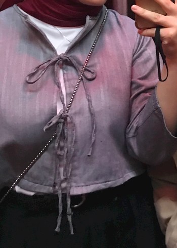 Gri Kısa Bol Kesim Kadın Ceket - Görsel 3