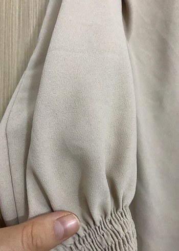 Bej Düğmeli Uzun Kollu Gömlek - Görsel 8