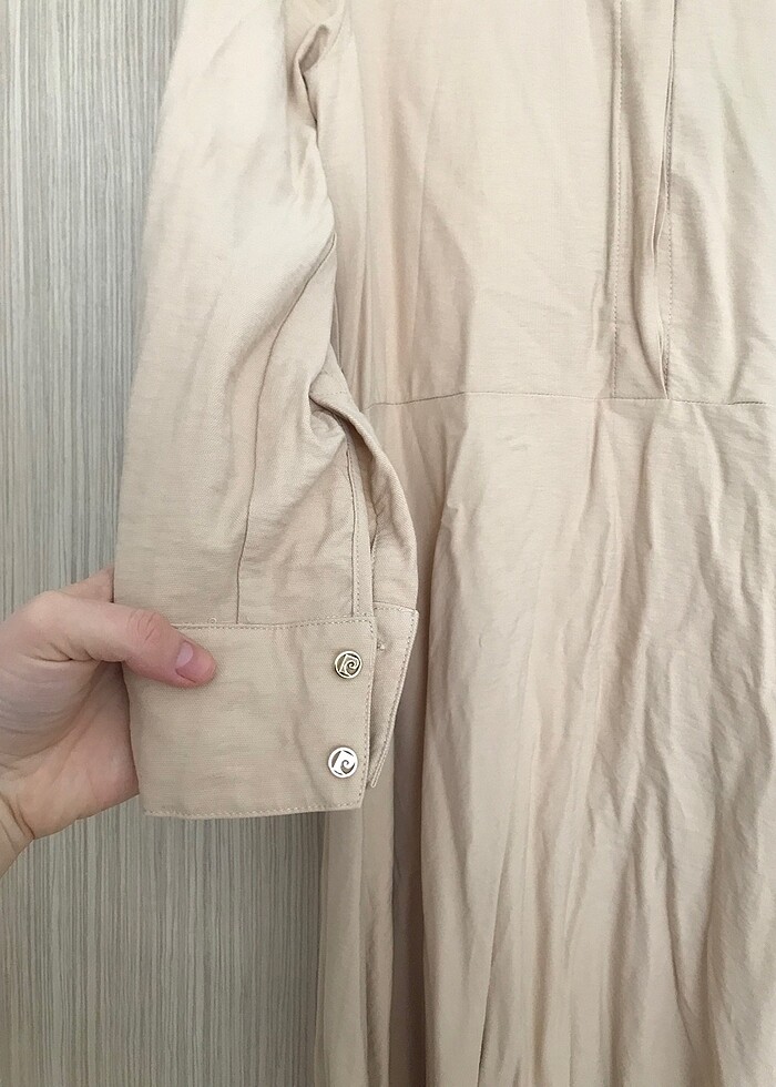 Krem rengi elbise - Görsel 2