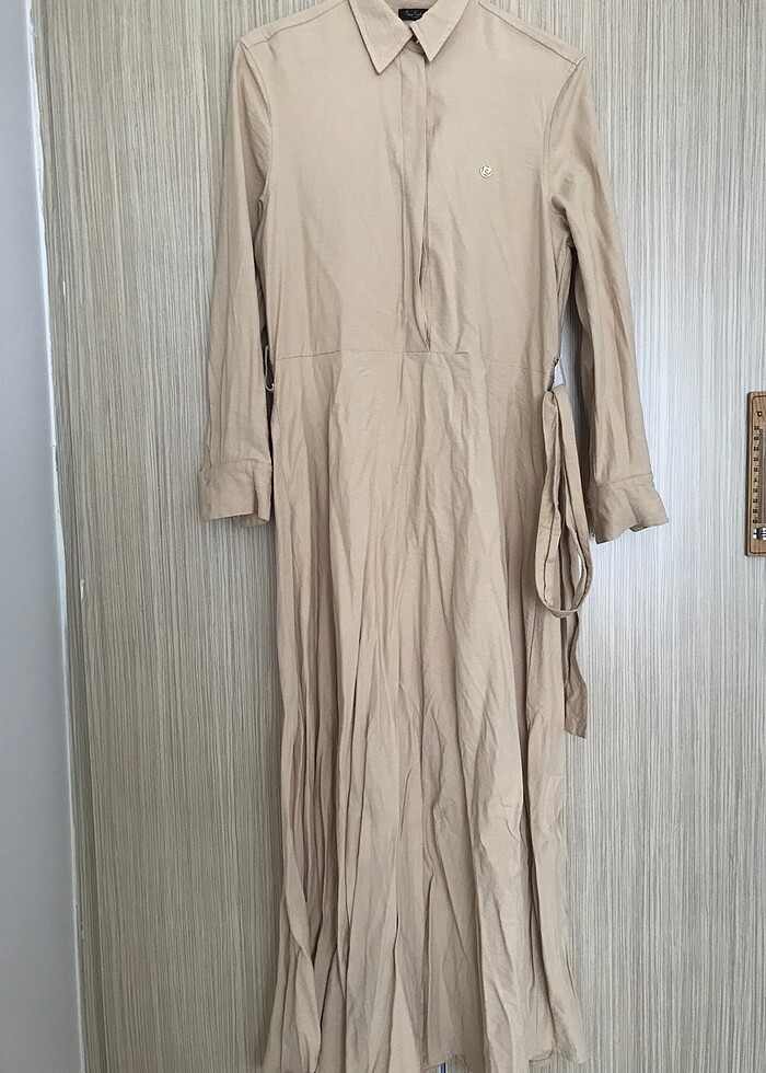 Krem rengi elbise - Görsel 3