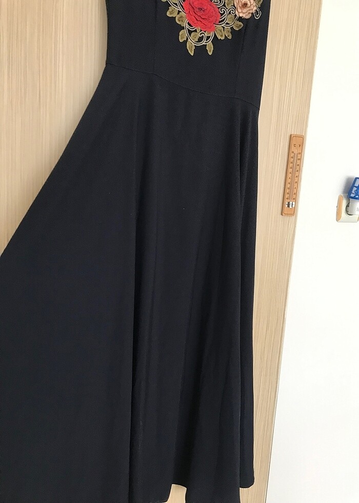 Lacivert uzun elbise - Görsel 3