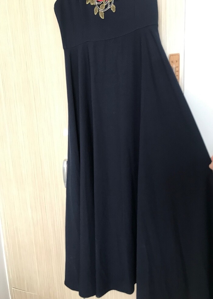 Lacivert uzun elbise - Görsel 4