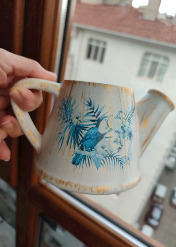 Karaca Mavi Pastel Desenli saksı 2 adet