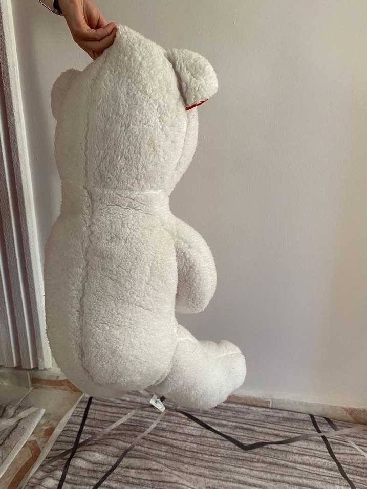 Beyaz ve Kırmızı Peluş Ayıcık - Görsel 2