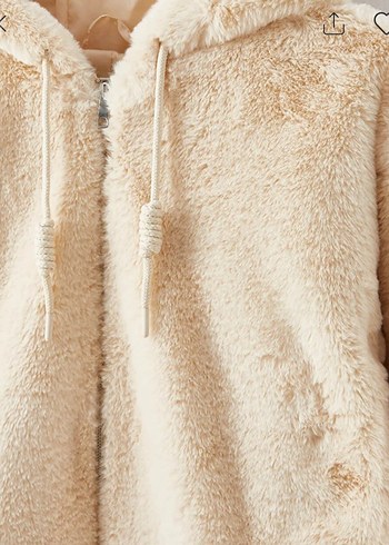 LCW Modest Ekru Kapüşonlu Düz Uzun Kollu Kürklü Kadın Kaban - Görsel 9