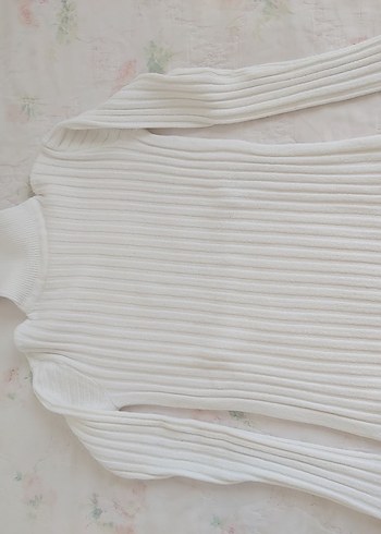 Beyaz Kadın Boğazlı Triko Kazak - Görsel 10