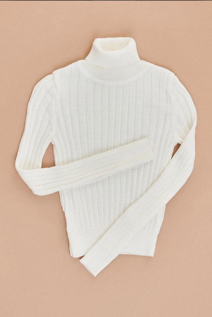 Beyaz Kadın Boğazlı Triko Kazak - Görsel 5