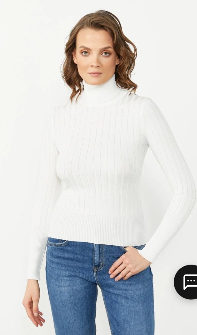 Beyaz Kadın Boğazlı Triko Kazak - Görsel 2