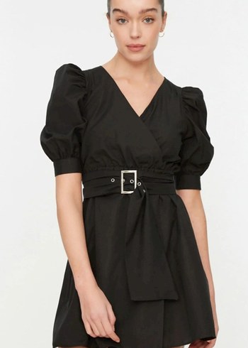 Siyah Kemerli Mini Elbise - Görsel 5