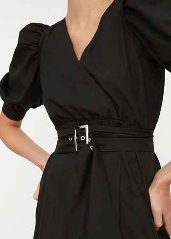 Siyah Kemerli Mini Elbise - Görsel 2