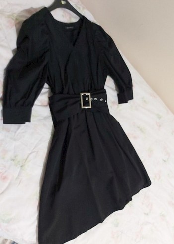 Siyah Kemerli Mini Elbise - Görsel 8