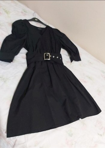 Siyah Kemerli Mini Elbise - Görsel 6