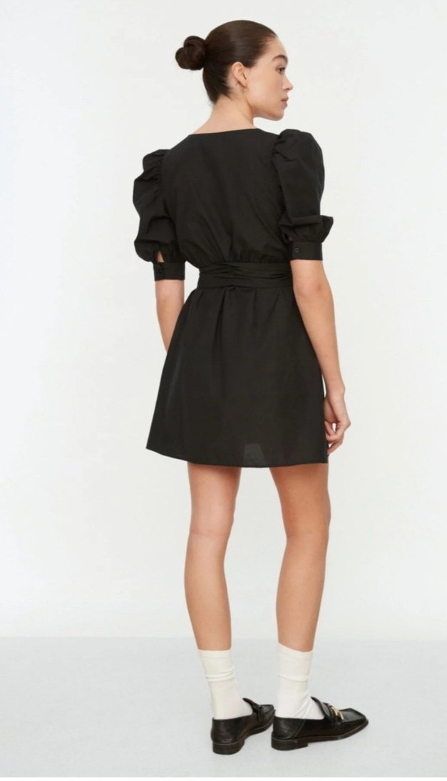 Siyah Kemerli Mini Elbise - Görsel 4