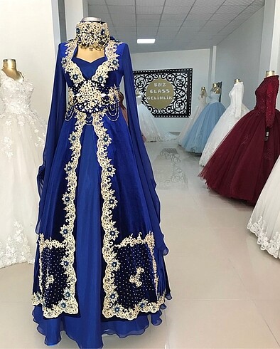 m Beden mavi Renk SAKS MAVİ KAFTAN