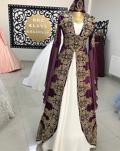 Tasarımcı Mürdüm renk kaftan