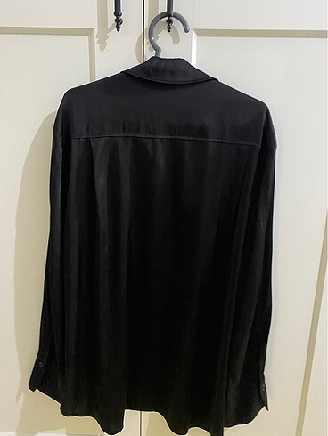Diğer Siyah saten oversize gömlek