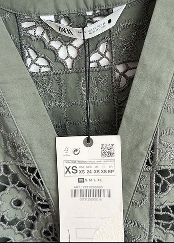 Zara haki  fistolu bluz etiketli - Görsel 7