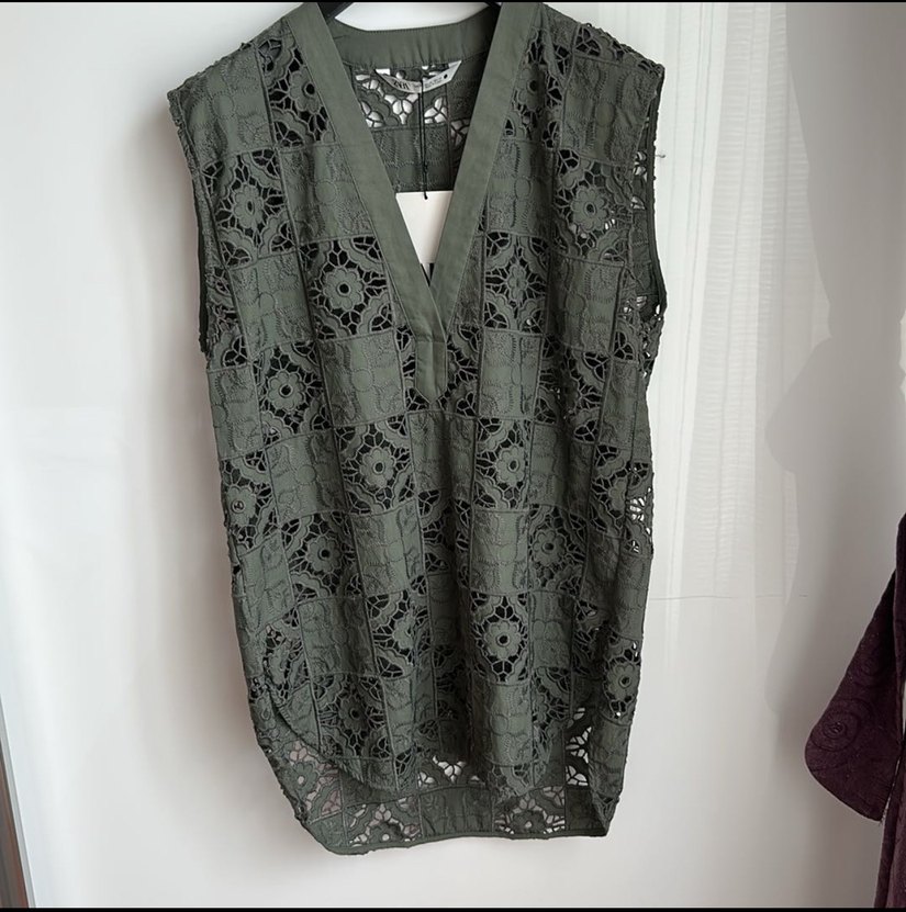 Zara haki  fistolu bluz etiketli - Görsel 2