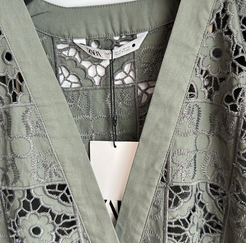 Zara haki  fistolu bluz etiketli - Görsel 3