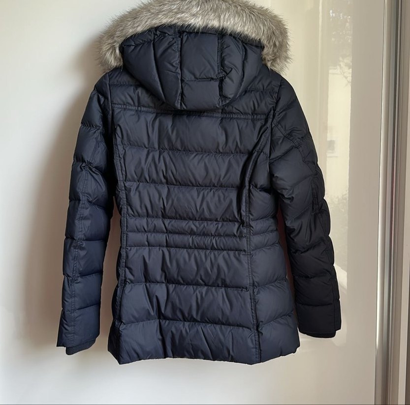 Tommy Hilfiger Lacivert Kürklü Kaz Tüyü Kadın Kışlık Mont - Görsel 4