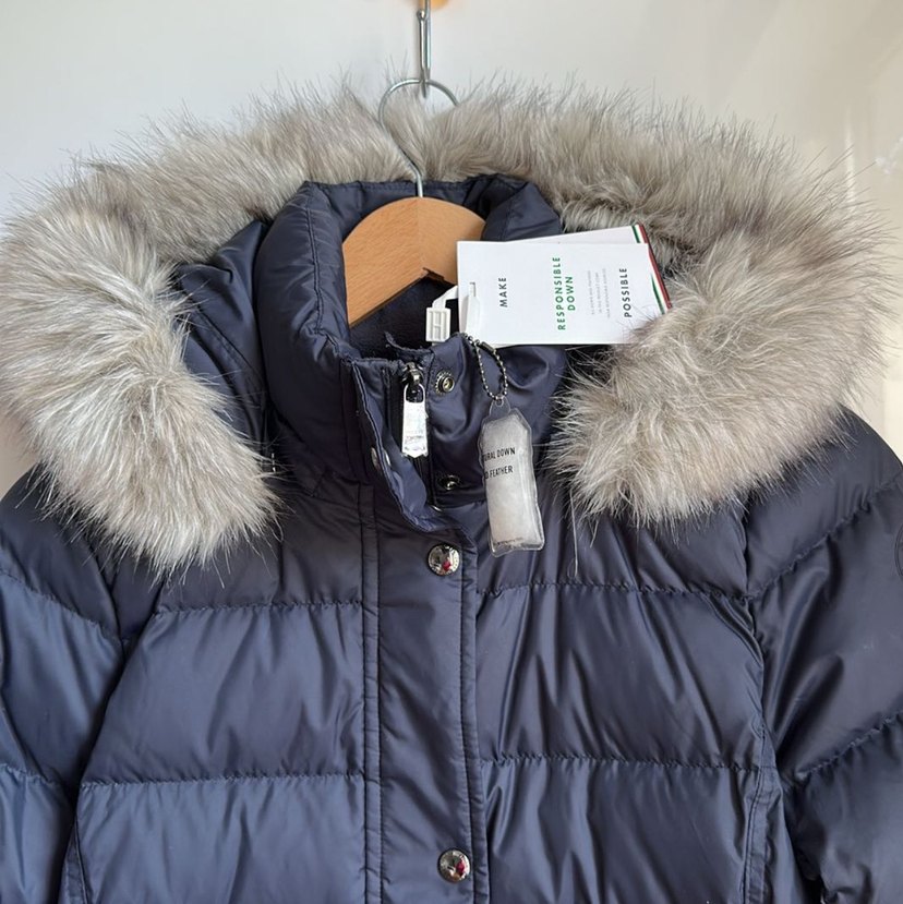 Tommy Hilfiger Lacivert Kürklü Kaz Tüyü Kadın Kışlık Mont - Görsel 2