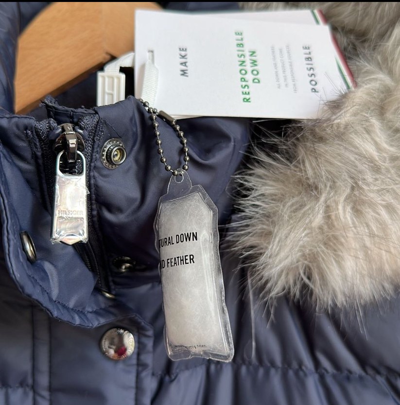 Tommy Hilfiger Lacivert Kürklü Kaz Tüyü Kadın Kışlık Mont - Görsel 3