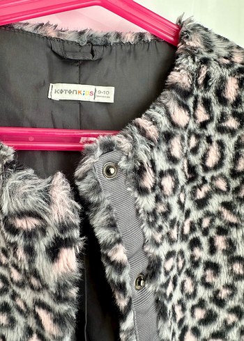 Kız Çocuk Gri Desenli Kürklü Yelek Koton kids - Görsel 2