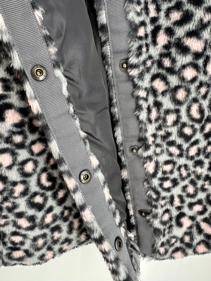 Kız Çocuk Gri Desenli Kürklü Yelek Koton kids - Görsel 5