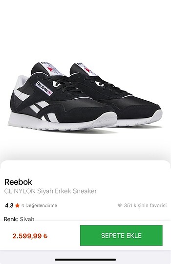 Reebok Orijinal sıfır etiketli mağaza ürünü