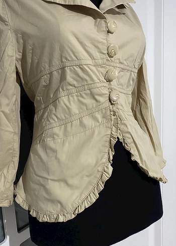 s Beden camel Renk Bej Düğmeli Kadın Blazer Ceket