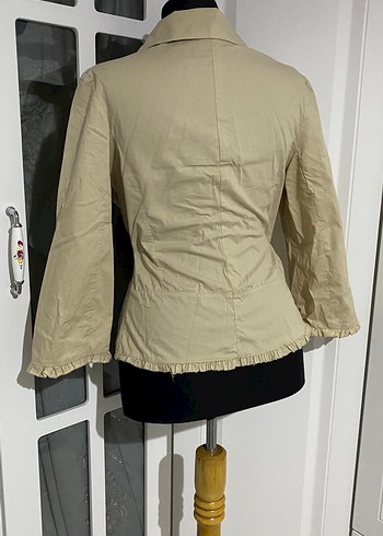 s Beden Bej Düğmeli Kadın Blazer Ceket