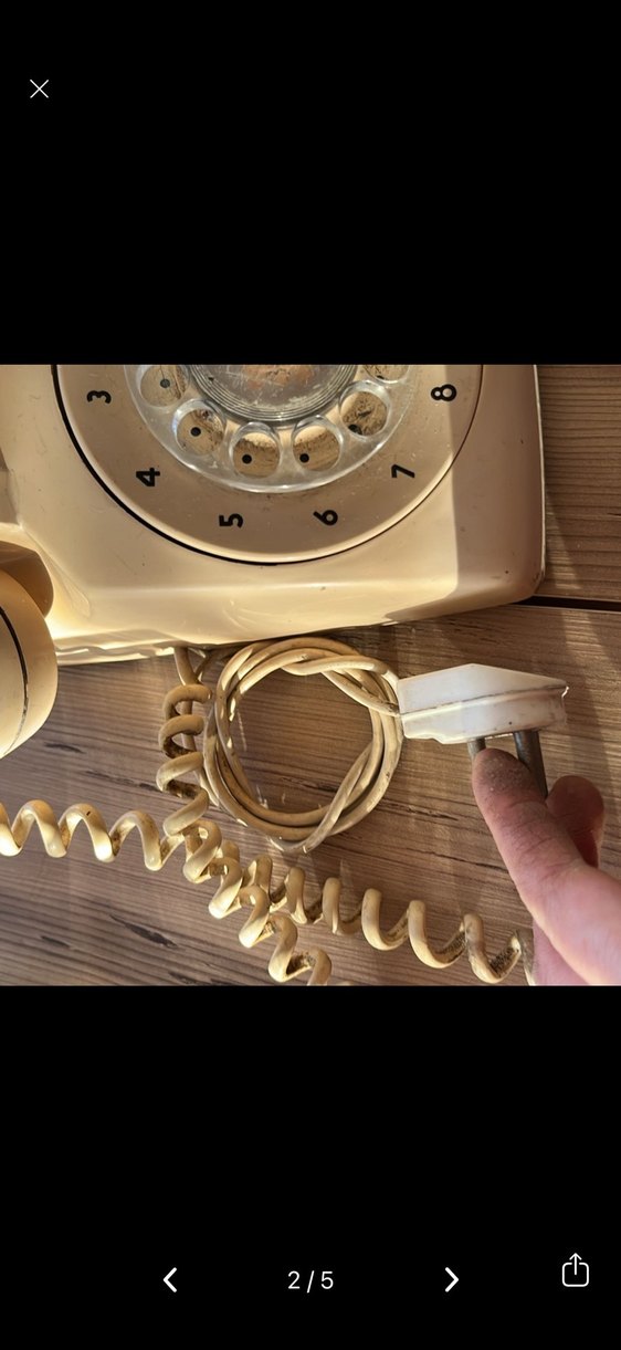 Beyaz Retro Döner Telefon antika - Görsel 2