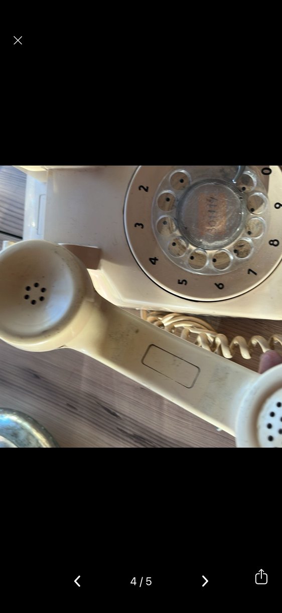 Beyaz Retro Döner Telefon antika - Görsel 4